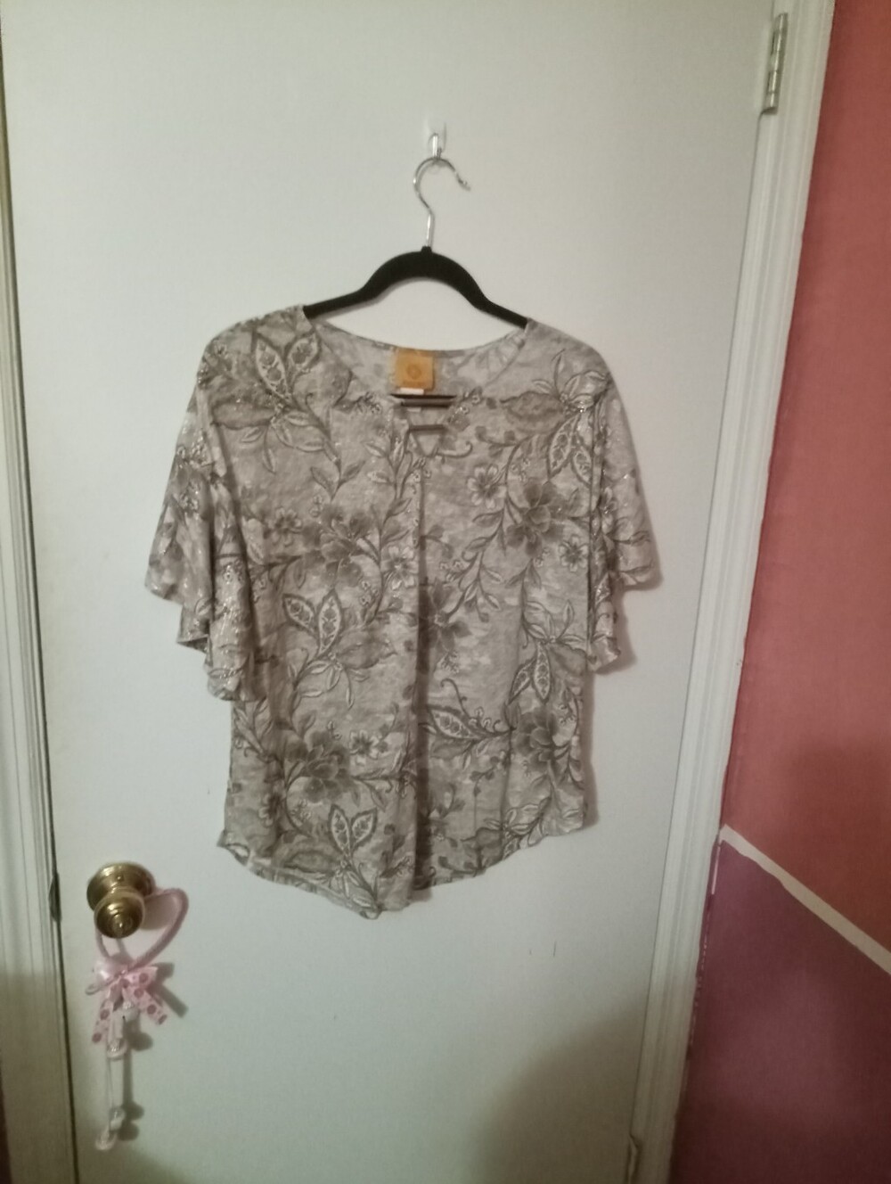 Women's Size M Ruby Rd Floral Print Short Sleeve Blouse